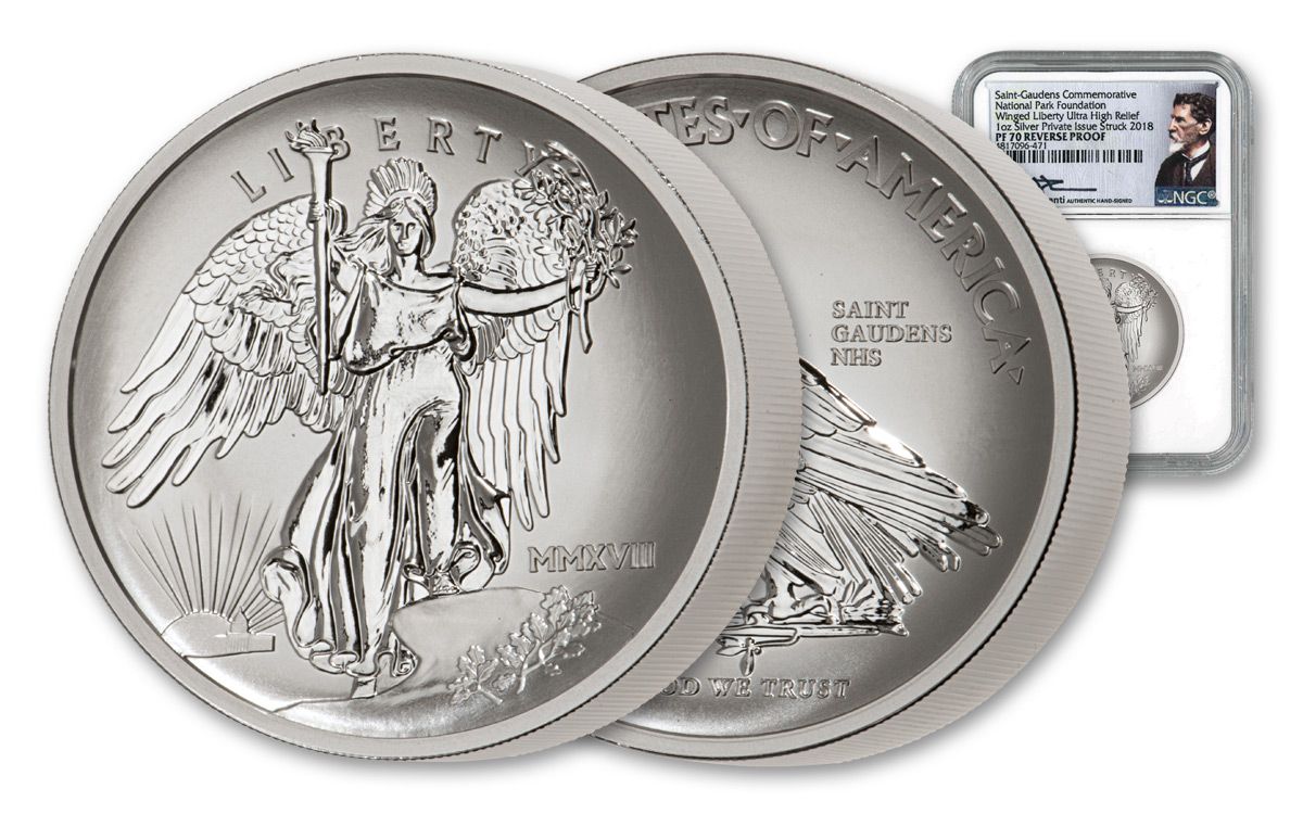 2018 Saint-Gaudens Winged Liberty Ultra High Relief 1-oz Silver Gem