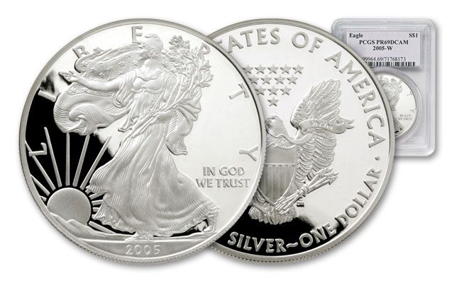 2005 1 Dollar Silver Eagle NGC/PCGS Proof 69