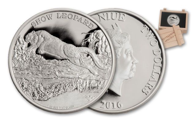 2016 Niue 2 Dollar 1-oz Silver Snow Leopard Proof