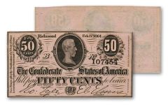 1864 50 Cent Confederate Note CU