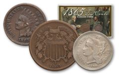 1865 Six Cent Collection Good-Fine 3 Pieces