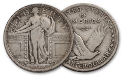1917-P 25 Cents Silver Standing Liberty VF