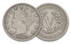 1883-P 5 Cent Liberty Head VF-XF No Cent