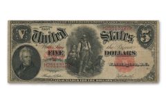 $5 1907 LEGAL TENDER WOODCHOPPER VF           