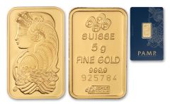 PAMP Suisse 5 Gram Gold Bar in Assay Card 