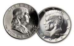 1963-1964 Franklin Kennedy Half Dollar 2 Pc Set