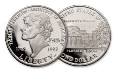 1993-S $1 JEFFERSON SILVER COMMEMORATIVE PROOF    