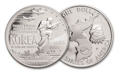 1991-P $1 Silver Korean War Memorial Commemorative Proof