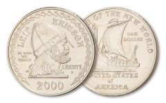 2000-P $1 Silver Leif Ericson Millennium Commemorative BU