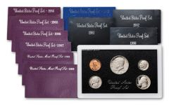 1980-1989 U.S. Proof Set 80's Collection 10pc