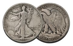 1916 50 Cent Silver Walking Liberty G-VG