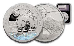2017 China 1-oz Silver Moon Panda NGC Gem Proof