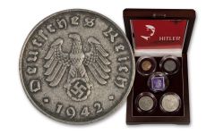 Germany 4-Piece 1936-1945 Hilter Coin Collection with Stamp