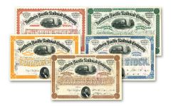 1876–1897 Northern Pacific Railroad 5-Piece Paper Stock Set