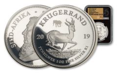 2019 South Africa 1-oz Silver Big 5 Privy Mark Krugerrand Proof NGC PF69UC First Day of Issue w/Black Core