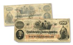 1862–1863 Confederate $100 “Cotton Picker” Note VF
