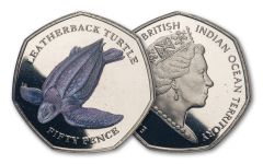 2019 BIOT 50-Pence 8-gm CuNi Leatherback Turtle Colorized Proof