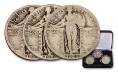 1916–1930 Standing Liberty Silver Quarter 3-pc Mint Mark Set