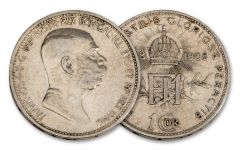 1908 Austria 1 Krone Silver 60th Anniversary VF