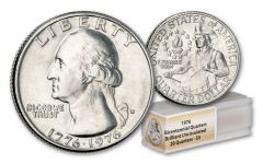 1776–1976 Washington Bicentennial Quarter 20-Coin Half Roll BU