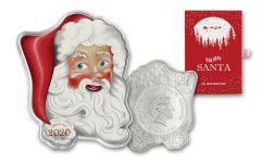 2020 Solomon Islands $2 1 oz Silver Colorized Santa-Shaped Coin Reverse Proof 