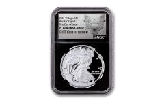 2021-W $1 1-oz American Silver Eagle Type 1 Proof NGC PF70UC First Day of Issue w/Black Core & Heraldic Eagle Label