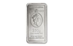 2021 St. Helena £10 250-gm Silver East India Company Rectangular Coin Gem BU