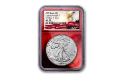 2021 $1 1-oz Silver Eagle Type 2 NGC MS70 First Day of Issue w/Red Foil Core & Eagle Label