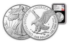 2021-S $1 1-oz Silver Eagle Type 2 Proof NGC PF70UC First Day of Issue w/Black Core & Gaudioso Signature