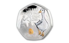 SHN 2022 50 Pence 8 gram Silver The Golden Goose Colorized Proof