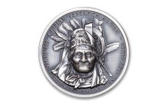 2022 Oglala Sioux $1 1-oz Silver Geronimo Ultra High Relief Antiqued Coin BU