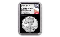 2022-W $1 1-oz Silver Eagle Proof NGC PF70UC First Day of Issue w/Black Core & Gaudioso Signature