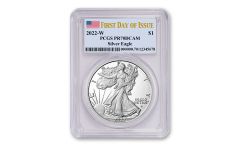 2022-W $1 1-oz Silver Eagle Proof PCGS PR70DCAM First Day of Issue w/Flag Label