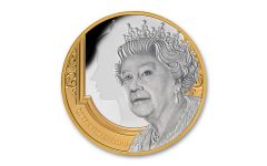 Niue 2022 $1 1oz Silver Queen Elizabeth II Tribute 24k Gold Gilded Proof