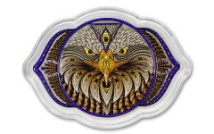 2023 Solomon Islands $5 2 oz Silver Seven Chakras Series Eagle 6th Chakra- Shaped & Colorized Reverse Proof OGP