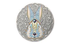 Niue 2023 $5 2-oz Silver Rabbit Mandala Art Antique Finish with Swarovski Crystal