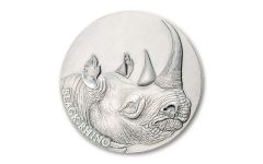 Cameroon 2023 2oz Expressions of Wildlife - Black Rhino .999 Silver Antiqued