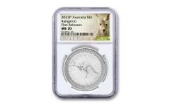 Australia 2023 $1 1-oz Silver Kangaroo NGC MS70 First Releases w/ kangaroo Label