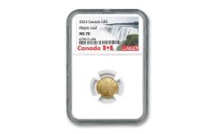 2023 Canada $5 1/10-oz Gold Maple Leaf NGC MS70 w/Canada label