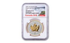 2023 Canada $20 1-oz Silver Maple Leaf Reverse Proof Gold-Plated Ultra High Relief NGC PF70 w/Canada Label