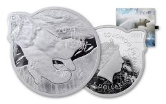 2021 Solomon Islands 2 oz Silver Ocean Predators Polar Bear $5 Coin Proof-Like OGP