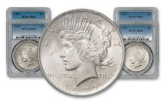 1922–1925 Peace Silver Dollars 4-pc Set PCGS MS65