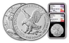 2021 $1 1-oz Silver Eagle Type 2 NGC/PCGS MS70 First Day of Issue 2-pc Set w/Black Core & Damstra & Gaudioso Signatures