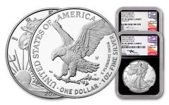 2021 $1 1-oz Silver Eagle Type 2 NGC/PCGS PF70UC/PR70 DCAM First Day of Issue 2-pc Set w/Black Core & Damstra & Gaudioso Signatures
