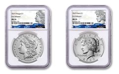 2023(P) Morgan & Peace Silver Dollar 2-pc Set NGC MS70 First Releases w/Morgan & Peace Labels