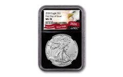 2024 $1 1 oz American Silver Eagle NGC MS70 First Day of Issue Exclusive Eagle Label Black Core