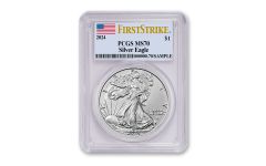 2024 $1 1 oz American Silver Eagle PCGS MS70 First Strikes Flag Label