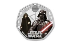 Great Britain 2023 50p 8g Silver Star Wars Darth Vader and Emperor Palpatine Colorized Proof