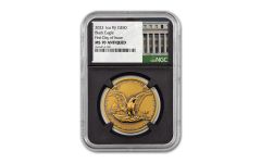 2023 Fiji $50 1-oz Gold Black Eagle Ultra High Relief Antiqued NGC MS70 First Day of Issue w/Black Core & Bureau of Engraving and Printing Label
