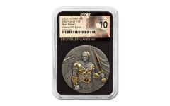 Niue 2023 $5 2oz Silver NGCX MS10 Julius Caesar High Relief Antiqued and Gold Gilded Legendary Warriors Label